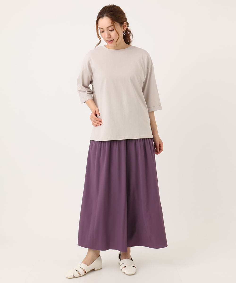 OLKJA10049 eur3(エウルキューブ) 【大きいサイズ/接触冷感】UVカットロールアップスリーブカットソー グレージュ(89)