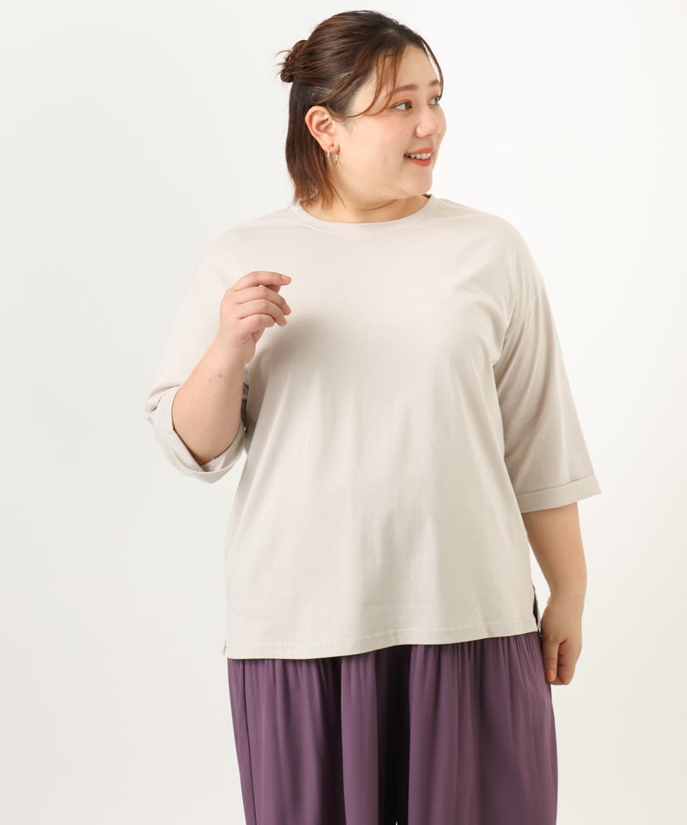 OLKJA10049 eur3(エウルキューブ) 【大きいサイズ/接触冷感】UVカットロールアップスリーブカットソー グレージュ(89)
