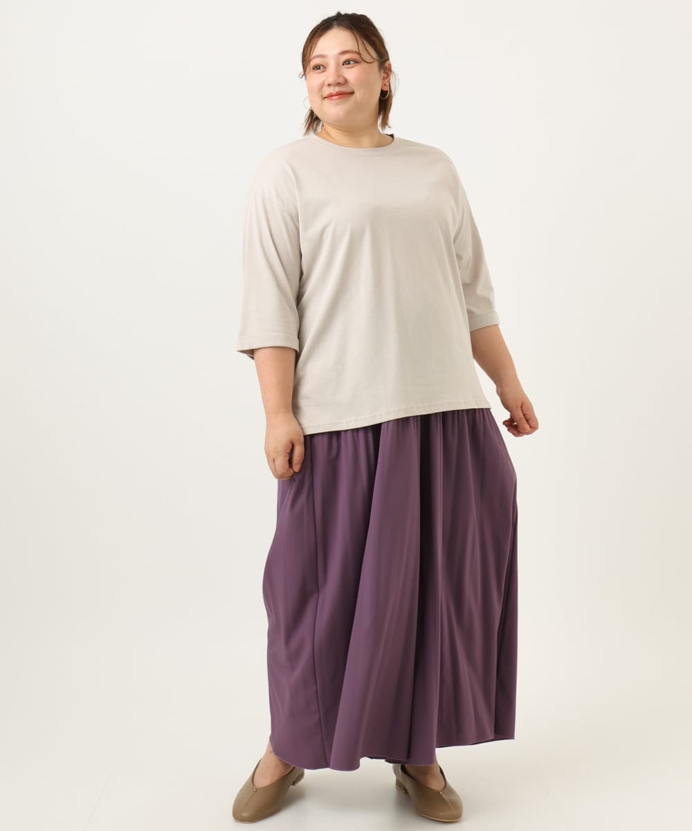 OLKJA10049 eur3(エウルキューブ) 【大きいサイズ/接触冷感】UVカットロールアップスリーブカットソー グレージュ(89)