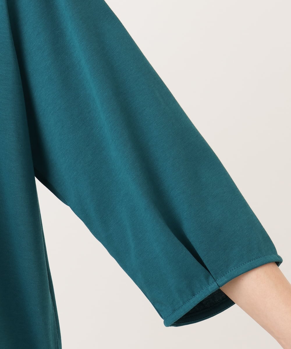 OLKJD01079 eur3(エウルキューブ) 【大きいサイズ/接触冷感/UVカット】Vネック裾シア―カットソー グリーン