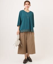 OLKJD01079 eur3(エウルキューブ) 【大きいサイズ/接触冷感/UVカット】Vネック裾シア―カットソー グリーン