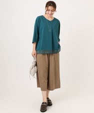 OLKJD01079 eur3(エウルキューブ) 【大きいサイズ/接触冷感/UVカット】Vネック裾シア―カットソー グリーン