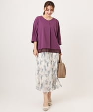 OLKJD01079 eur3(エウルキューブ) 【大きいサイズ/接触冷感/UVカット】Vネック裾シア―カットソー パープル
