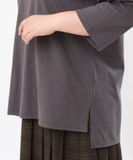 OLKJS01069 eur3(エウルキューブ) 【雑誌掲載】【大きいサイズ】8分袖コットンロゴTシャツ ダークグレー(93)