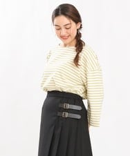 OLKJS03069 eur3(エウルキューブ) 【雑誌掲載】【大きいサイズ】コットンボーダーカットソー ライトイエロー(20)
