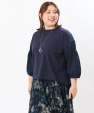 OLKJS04079 eur3(エウルキューブ) 【大きいサイズ】ゆるスリーブカットソー ネイビー(57)(WEB限定カラー)