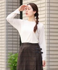 OLKJS05054 eur3(エウルキューブ) 【大きいサイズ】シアーストライプシャーリングトップス アイボリー(80)