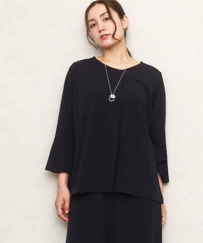 OLKKA02069 eur3 【大きいサイズ】カットジョーゼット袖フレアトップス