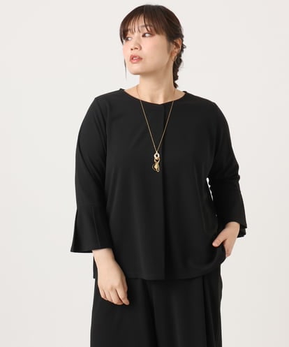 OLKKA02069 eur3 【大きいサイズ】カットジョーゼット袖フレアトップス