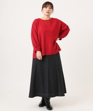 OLKKA08069 eur3(エウルキューブ) 【大きいサイズ】シャーリングジャージープルオーバー レッド(05)
