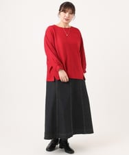 OLKKA08069 eur3(エウルキューブ) 【大きいサイズ】シャーリングジャージープルオーバー レッド(05)