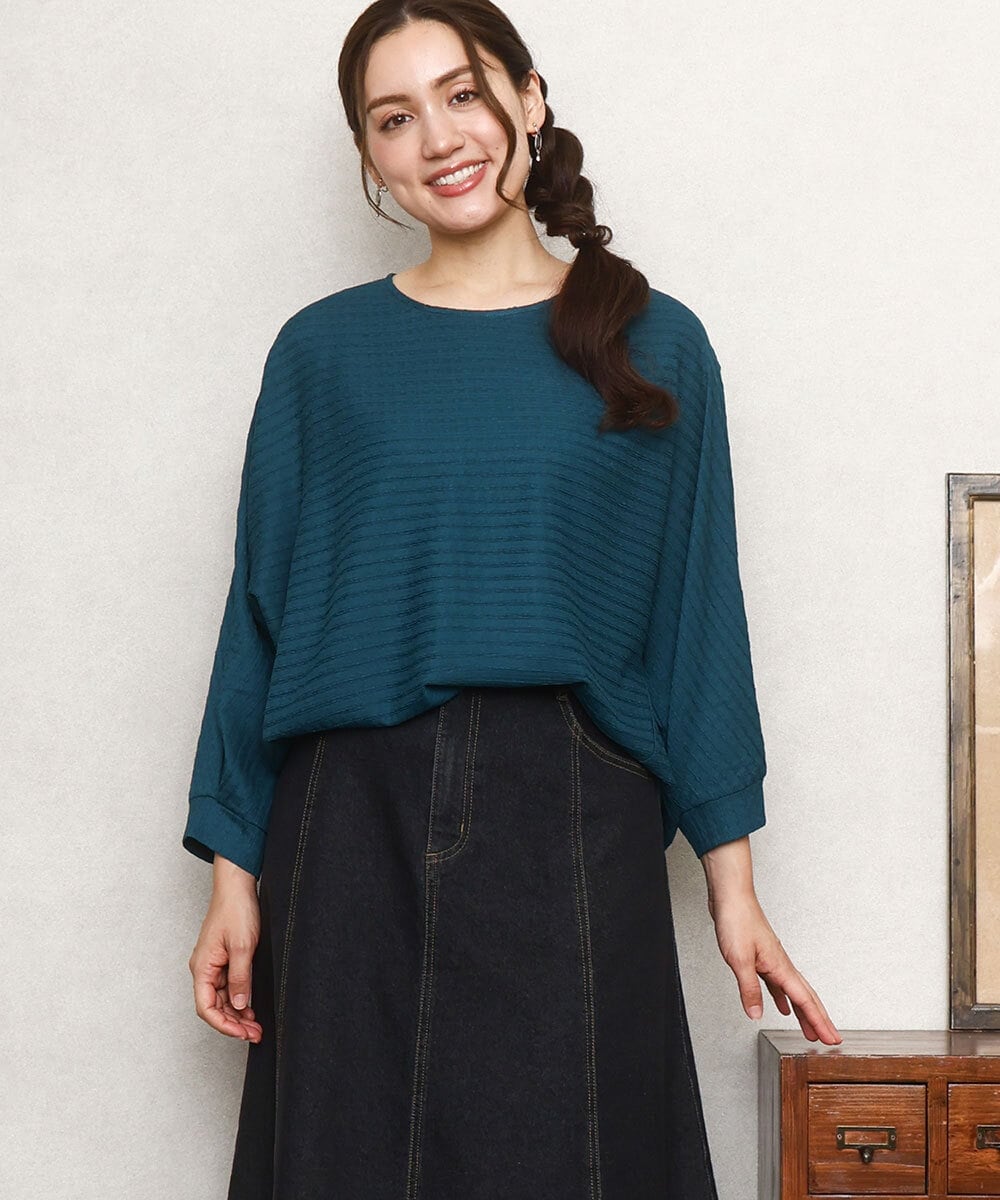 OLKKA08069 eur3(エウルキューブ) 【大きいサイズ】シャーリングジャージープルオーバー グリーン(35)