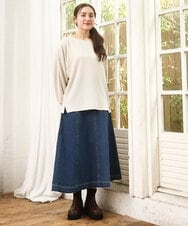 OLKKA08069 eur3(エウルキューブ) 【大きいサイズ】シャーリングジャージープルオーバー アイボリー(80)（WEB限定カラー）