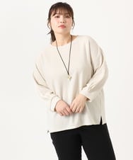 OLKKA08069 eur3(エウルキューブ) 【大きいサイズ】シャーリングジャージープルオーバー アイボリー(80)（WEB限定カラー）