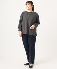 OLKKA08069 eur3(エウルキューブ) 【大きいサイズ】シャーリングジャージープルオーバー ダークグレー(93)