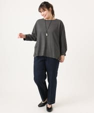 OLKKA08069 eur3(エウルキューブ) 【大きいサイズ】シャーリングジャージープルオーバー ダークグレー(93)