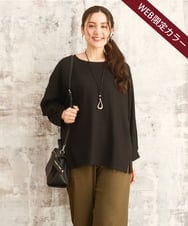 OLKKA08069 eur3(エウルキューブ) 【大きいサイズ】シャーリングジャージープルオーバー ブラック(94)（WEB限定カラー）