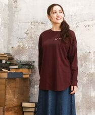 OLKKA22059 eur3(エウルキューブ) 【大きいサイズ】裾ラウンドロゴTシャツ ワイン(77)
