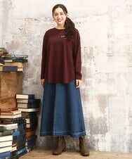 OLKKA22059 eur3(エウルキューブ) 【大きいサイズ】裾ラウンドロゴTシャツ ワイン(77)