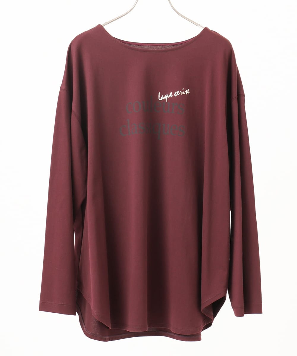 OLKKA22059 eur3(エウルキューブ) 【大きいサイズ】裾ラウンドロゴTシャツ ワイン(77)