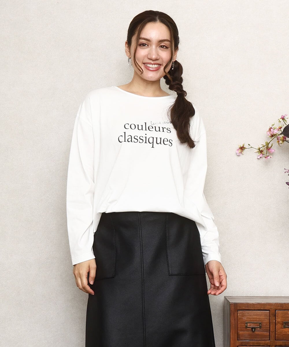 OLKKA22059 eur3(エウルキューブ) 【大きいサイズ】裾ラウンドロゴTシャツ ホワイト(90)