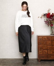 OLKKA22059 eur3(エウルキューブ) 【大きいサイズ】裾ラウンドロゴTシャツ ホワイト(90)