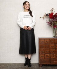 OLKKA22059 eur3(エウルキューブ) 【大きいサイズ】裾ラウンドロゴTシャツ ホワイト(90)