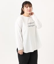 OLKKA22059 eur3(エウルキューブ) 【大きいサイズ】裾ラウンドロゴTシャツ ホワイト(90)
