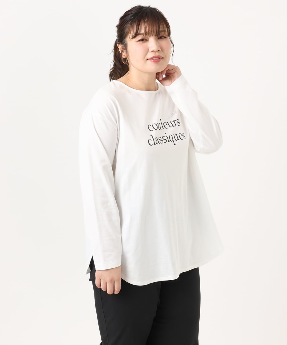 OLKKA22059 eur3(エウルキューブ) 【大きいサイズ】裾ラウンドロゴTシャツ ホワイト(90)