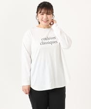 OLKKA22059 eur3(エウルキューブ) 【大きいサイズ】裾ラウンドロゴTシャツ ホワイト(90)