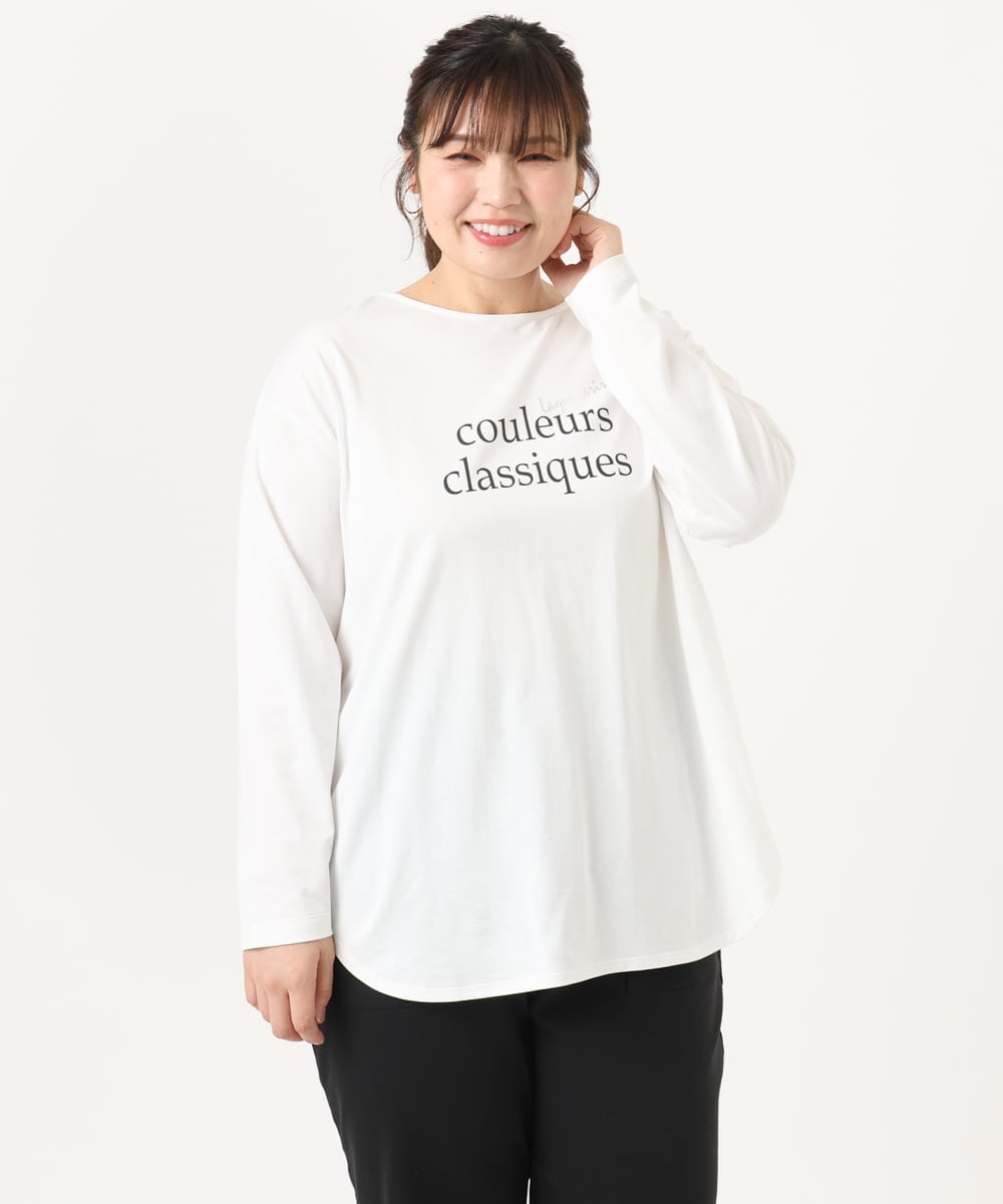 OLKKA22059 eur3(エウルキューブ) 【大きいサイズ】裾ラウンドロゴTシャツ ホワイト(90)