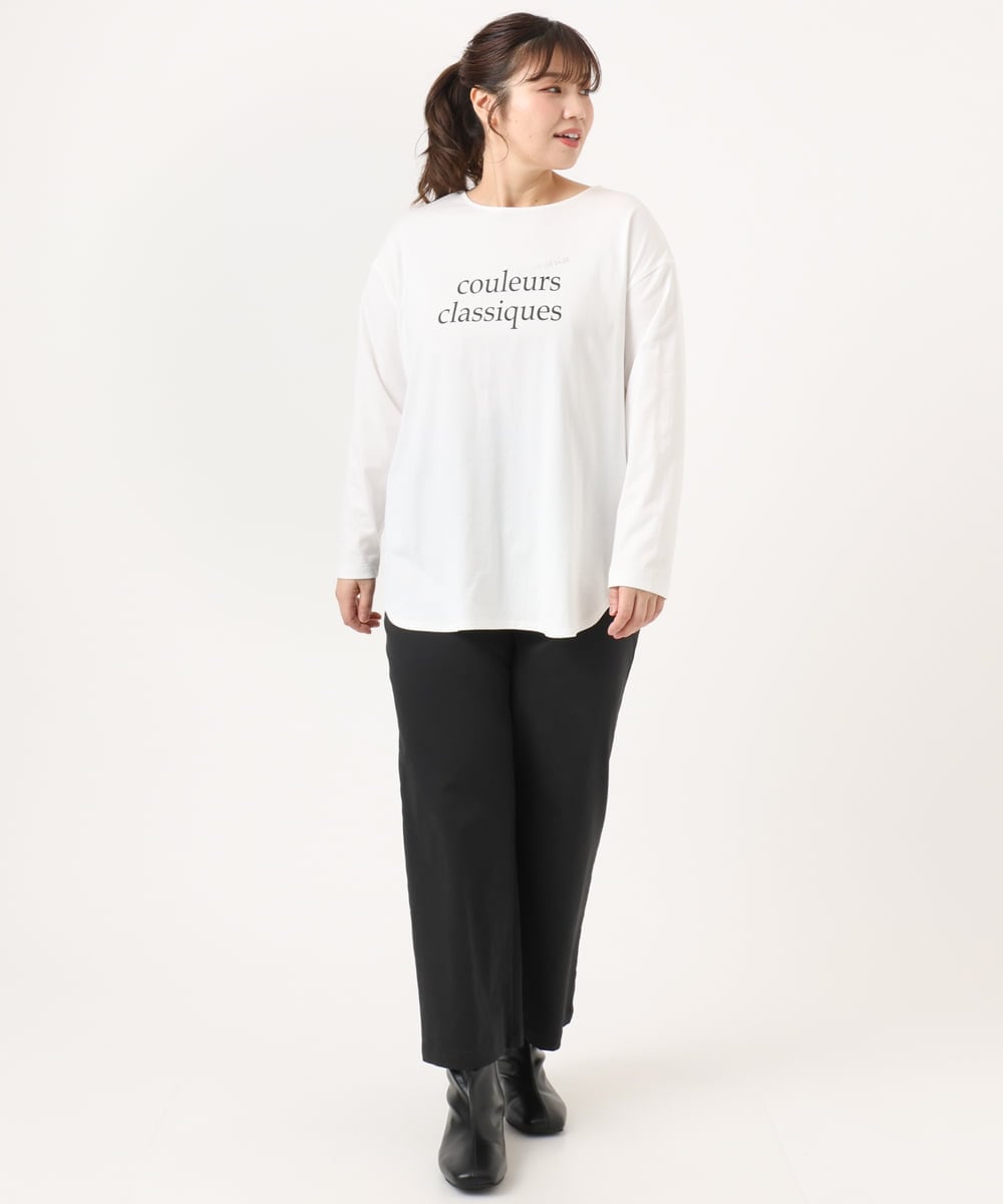 OLKKA22059 eur3(エウルキューブ) 【大きいサイズ】裾ラウンドロゴTシャツ ホワイト(90)