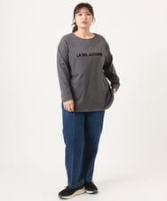 OLKKA22059 eur3(エウルキューブ) 【大きいサイズ】裾ラウンドロゴTシャツ グレー(92)