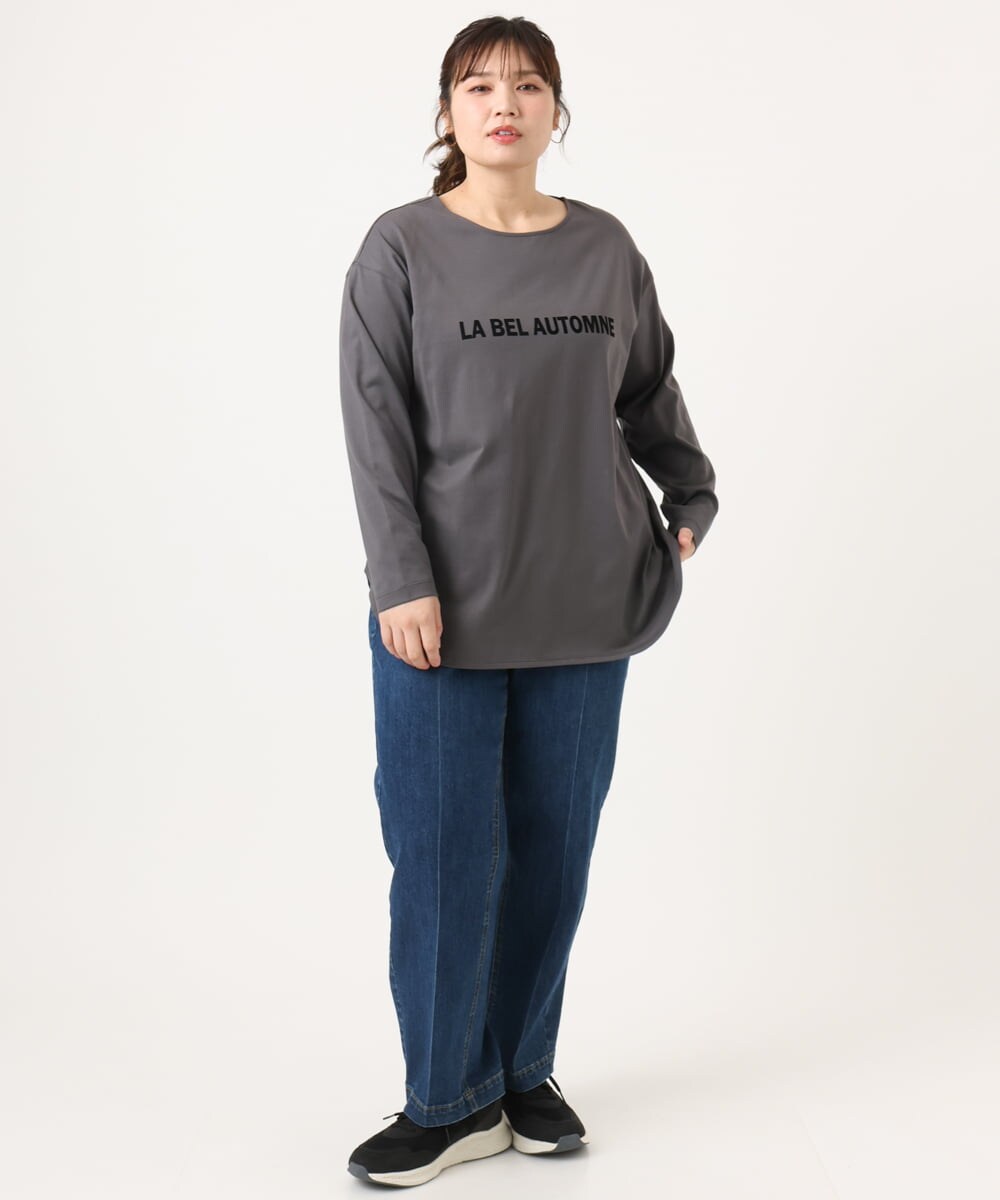OLKKA22059 eur3(エウルキューブ) 【大きいサイズ】裾ラウンドロゴTシャツ グレー(92)