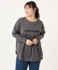 OLKKA22059 eur3(エウルキューブ) 【大きいサイズ】裾ラウンドロゴTシャツ グレー(92)