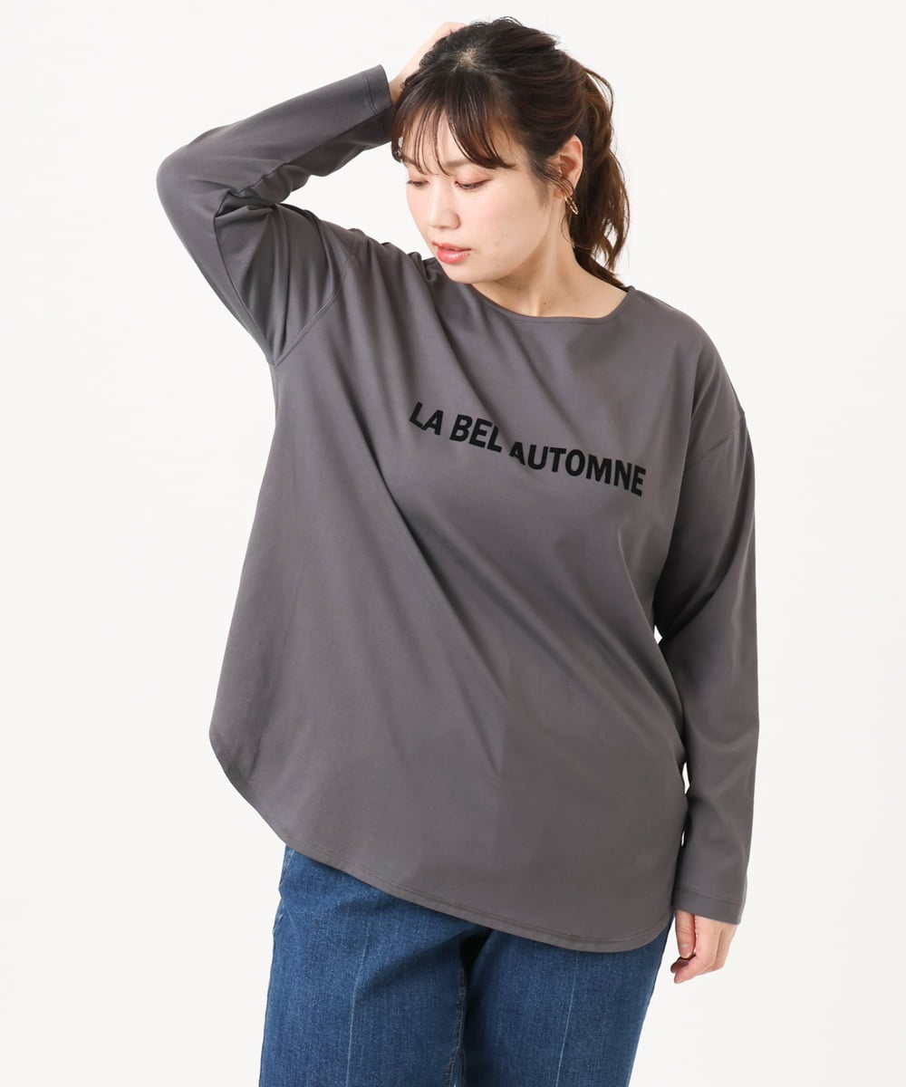 OLKKA22059 eur3(エウルキューブ) 【大きいサイズ】裾ラウンドロゴTシャツ グレー(92)