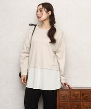 OLKKA24099 eur3(エウルキューブ) 【大きいサイズ】シャツレイヤード風カットソー ベージュ(82)