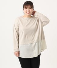OLKKA24099 eur3(エウルキューブ) 【大きいサイズ】シャツレイヤード風カットソー ベージュ(82)