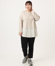 OLKKA24099 eur3(エウルキューブ) 【大きいサイズ】シャツレイヤード風カットソー ベージュ(82)
