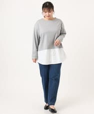 OLKKA24099 eur3(エウルキューブ) 【大きいサイズ】シャツレイヤード風カットソー グレー(92)