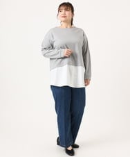 OLKKA24099 eur3(エウルキューブ) 【大きいサイズ】シャツレイヤード風カットソー グレー(92)