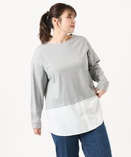 OLKKA24099 eur3(エウルキューブ) 【大きいサイズ】シャツレイヤード風カットソー グレー(92)
