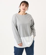 OLKKA24099 eur3(エウルキューブ) 【大きいサイズ】シャツレイヤード風カットソー グレー(92)