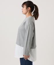 OLKKA24099 eur3(エウルキューブ) 【大きいサイズ】シャツレイヤード風カットソー グレー(92)