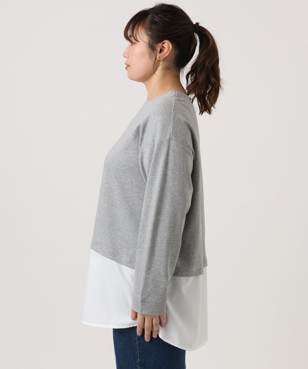 OLKKA24099 eur3(エウルキューブ) 【大きいサイズ】シャツレイヤード風カットソー グレー(92)