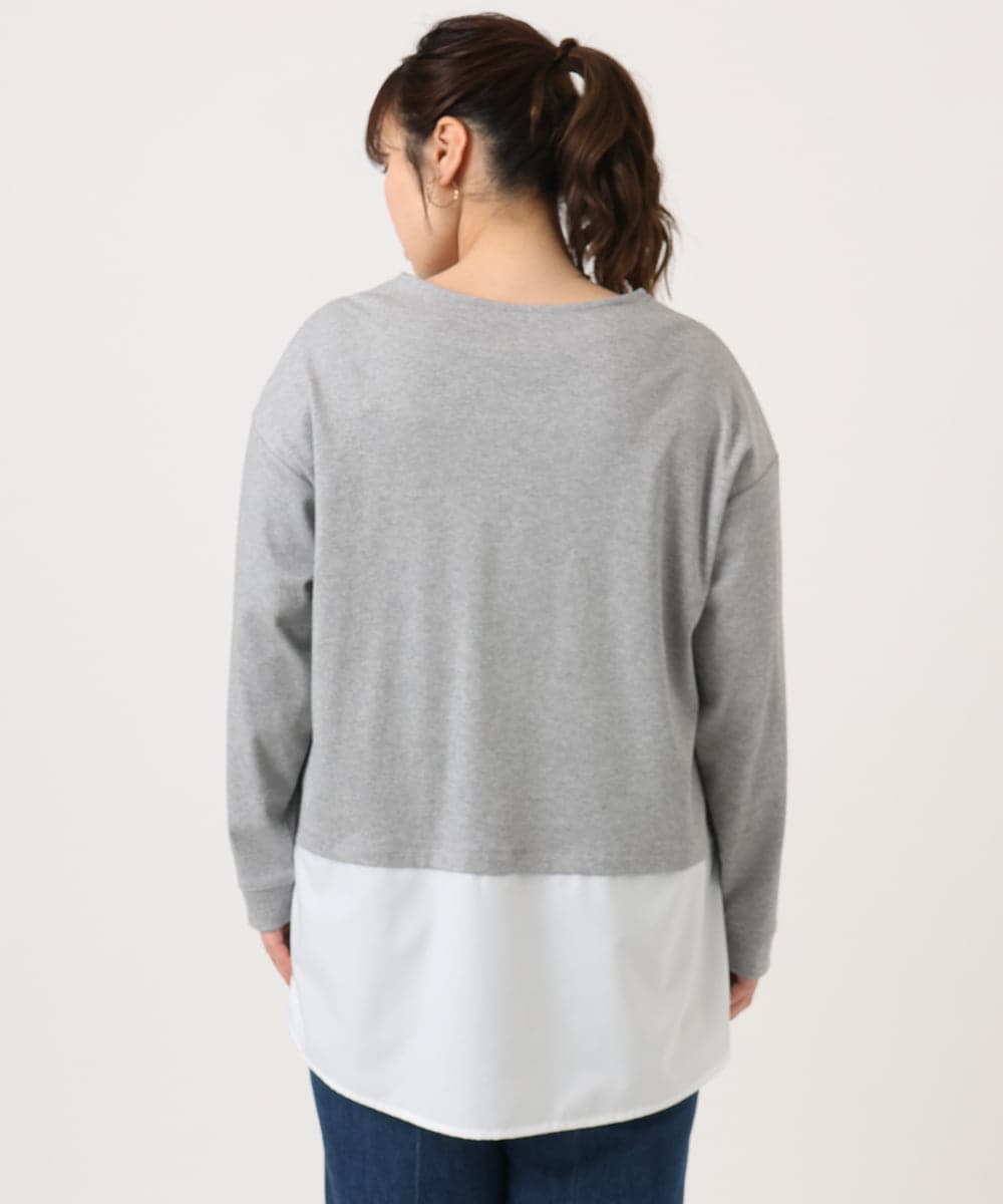 OLKKA24099 eur3(エウルキューブ) 【大きいサイズ】シャツレイヤード風カットソー グレー(92)