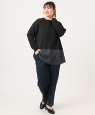 OLKKA24099 eur3(エウルキューブ) 【大きいサイズ】シャツレイヤード風カットソー ブラック(94)