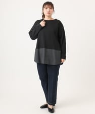 OLKKA24099 eur3(エウルキューブ) 【大きいサイズ】シャツレイヤード風カットソー ブラック(94)