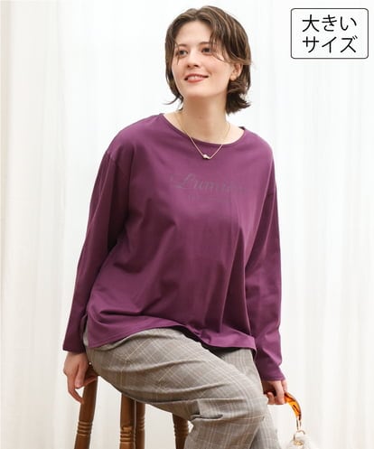 OLKKD09064  【大きいサイズ】ドロップショルダーロゴTシャツ