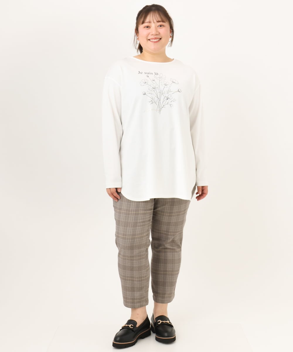 OLKKD10064 eur3(エウルキューブ) 【大きいサイズ】プリント長袖Tシャツ ホワイト